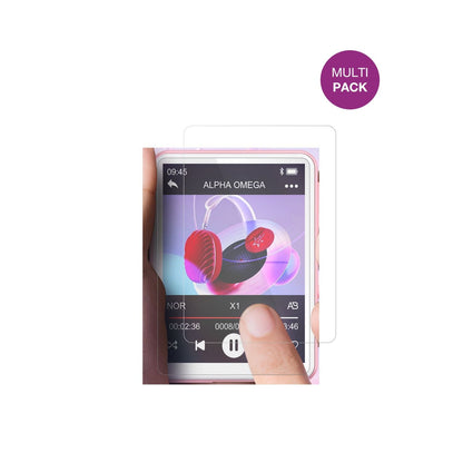 OilskyM1 MP3-Player mit aufgebrachter dipos Displayschutzfolie, glasklare Darstellung ohne Einschränkungen
