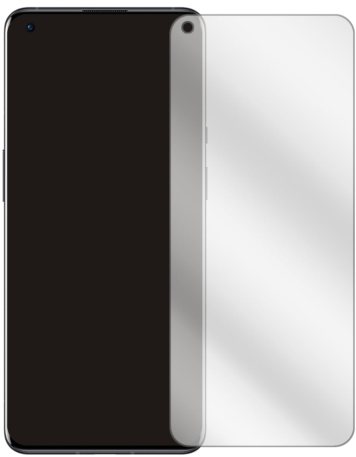 OnePlus9 mit aufgebrachter dipos Displayschutzfolie, glasklare Darstellung ohne Einschränkungen
