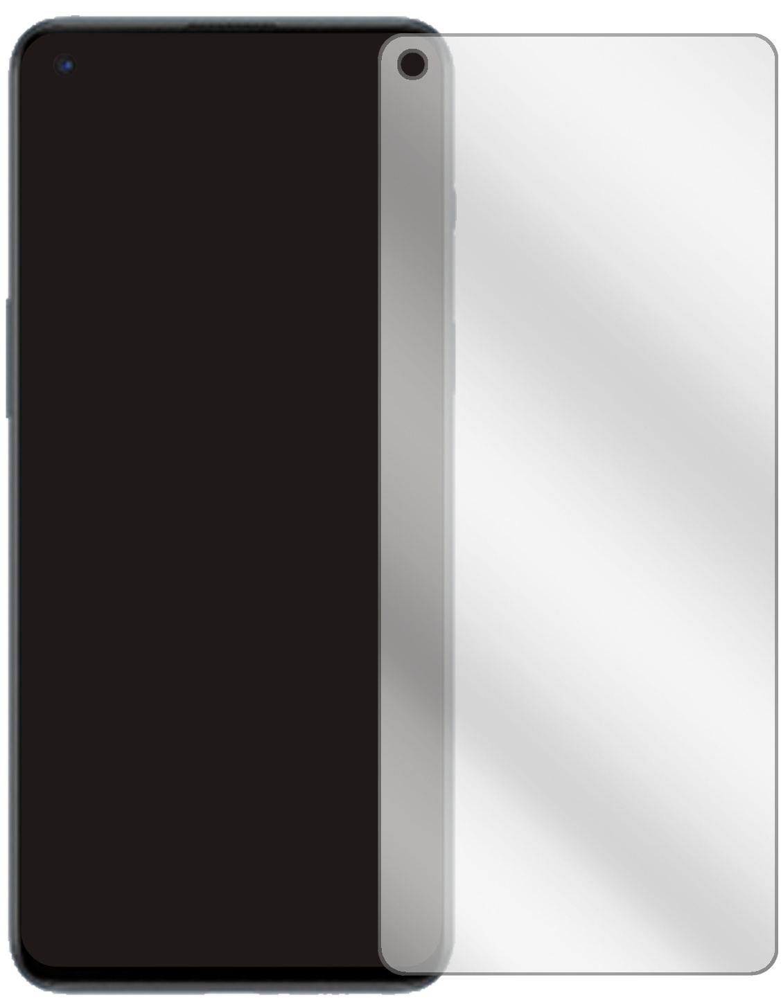 OnePlusNord 2 mit aufgebrachter dipos Displayschutzfolie, glasklare Darstellung ohne Einschränkungen