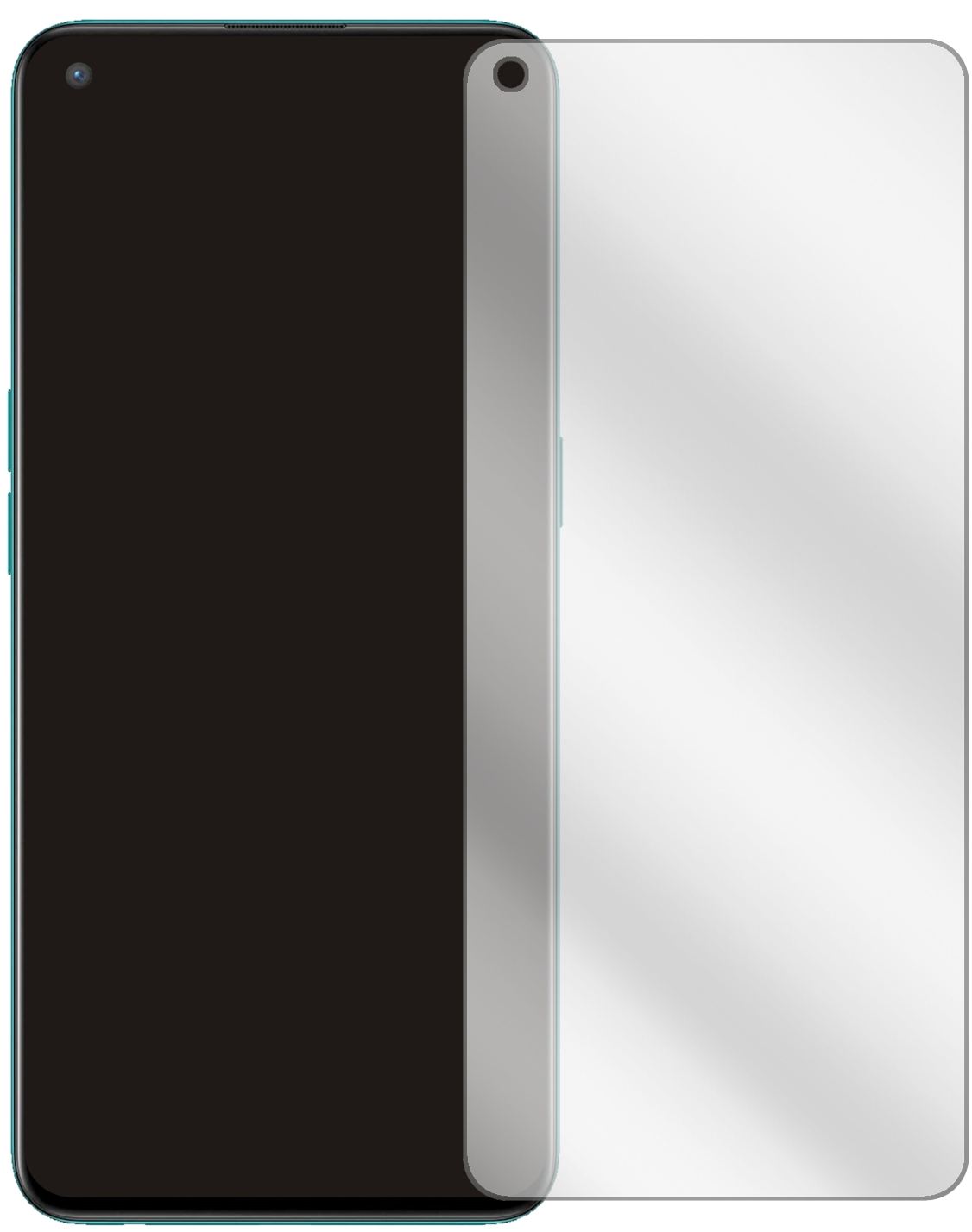 OnePlusNord 2 CE mit aufgebrachter dipos Displayschutzfolie, glasklare Darstellung ohne Einschränkungen