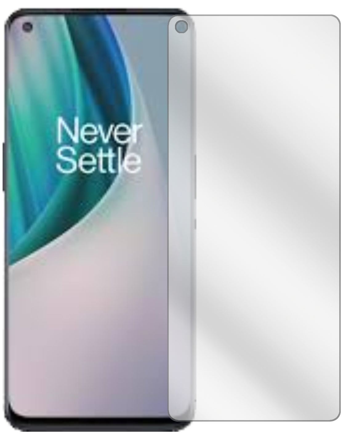OnePlusNord N100 mit aufgebrachter dipos Displayschutzfolie, glasklare Darstellung ohne Einschränkungen