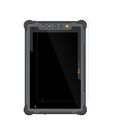 ONERuggedTablet M80J mit aufgebrachter dipos Displayschutzfolie, glasklare Darstellung ohne Einschränkungen