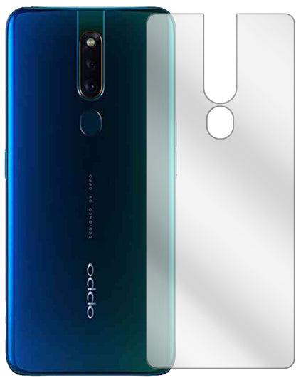 OppoF11 Rückseite mit aufgebrachter dipos Displayschutzfolie, glasklare Darstellung ohne Einschränkungen