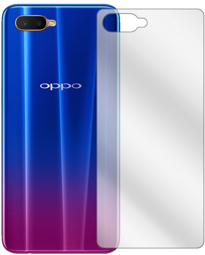OppoRX17 Neo Rückseite mit aufgebrachter dipos Displayschutzfolie, glasklare Darstellung ohne Einschränkungen