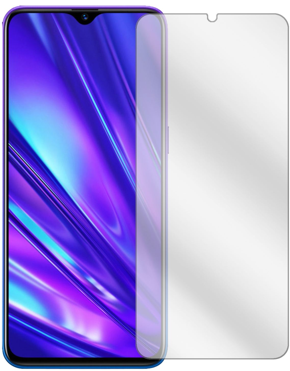OppoRealme 5s mit aufgebrachter dipos Displayschutzfolie, glasklare Darstellung ohne Einschränkungen