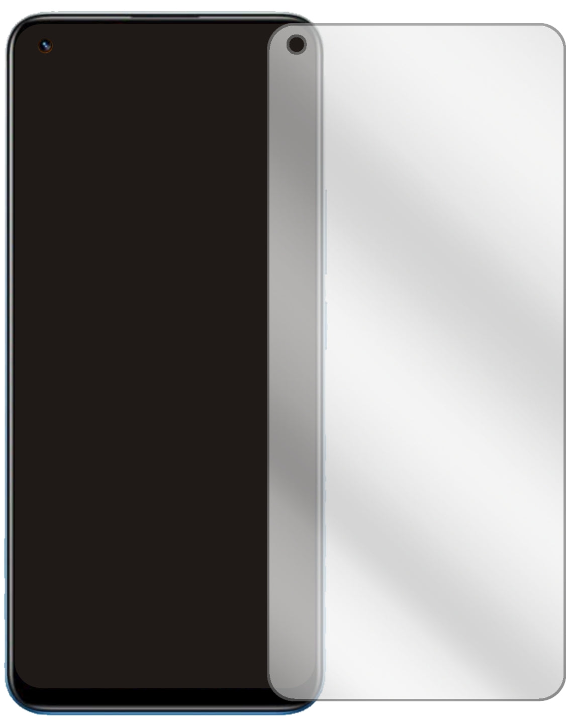 OppoRealme 8 5G mit aufgebrachter dipos Displayschutzfolie, glasklare Darstellung ohne Einschränkungen