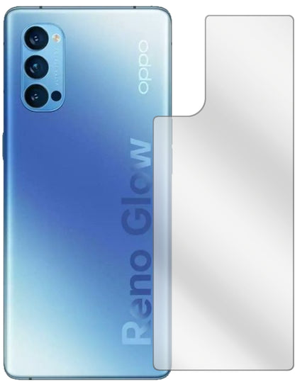 OppoReno 4 Pro Rückseite mit aufgebrachter dipos Displayschutzfolie, glasklare Darstellung ohne Einschränkungen
