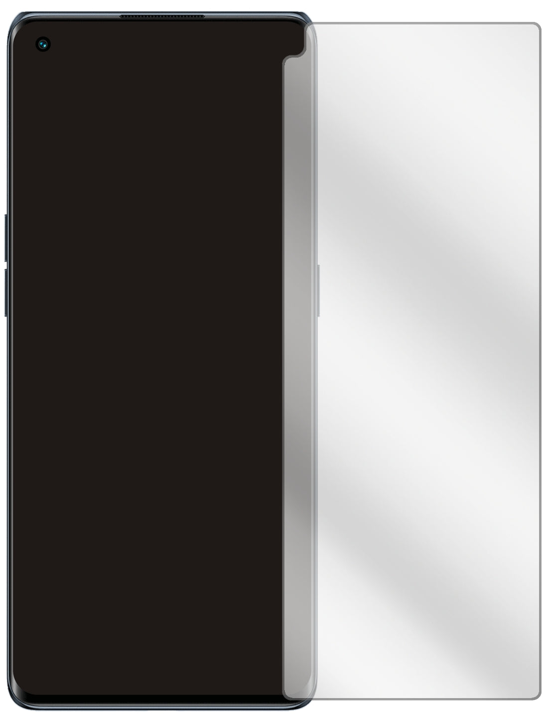 OppoReno6 Pro mit aufgebrachter dipos Displayschutzfolie, glasklare Darstellung ohne Einschränkungen