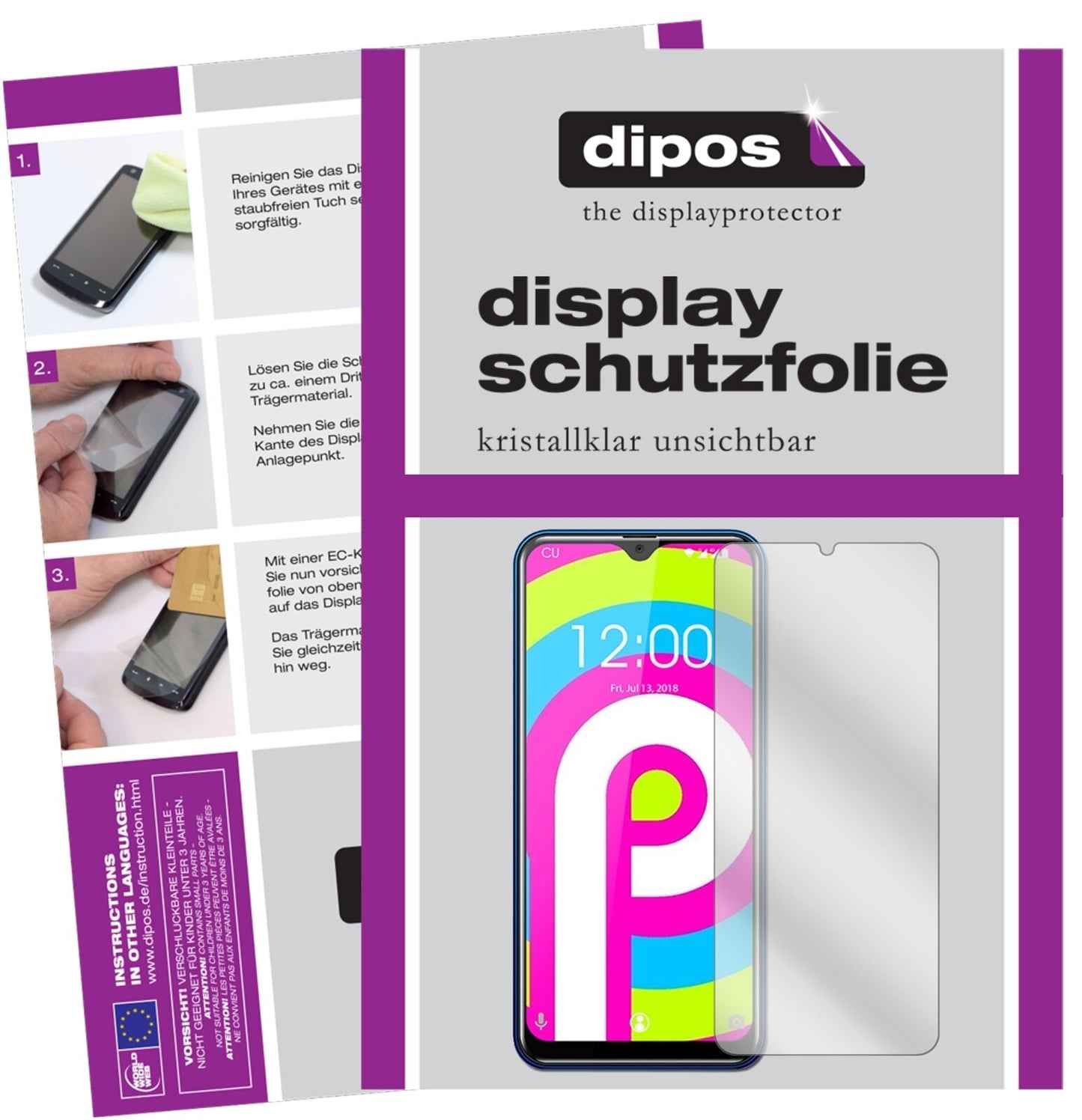 OukitelC 15 Pro mit aufgebrachter dipos Displayschutzfolie, glasklare Darstellung ohne Einschränkungen