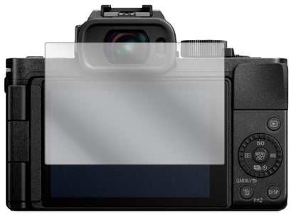 PanasonicLumix DC-G110 mit aufgebrachter dipos Displayschutzfolie, glasklare Darstellung ohne Einschränkungen