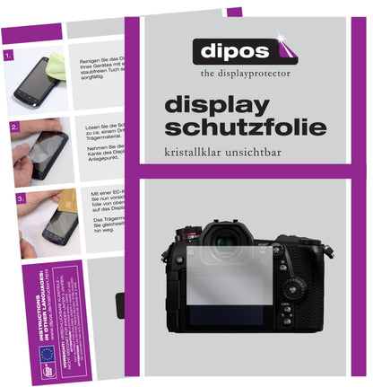 PanasonicLumix DC-G9 mit aufgebrachter dipos Displayschutzfolie, glasklare Darstellung ohne Einschränkungen
