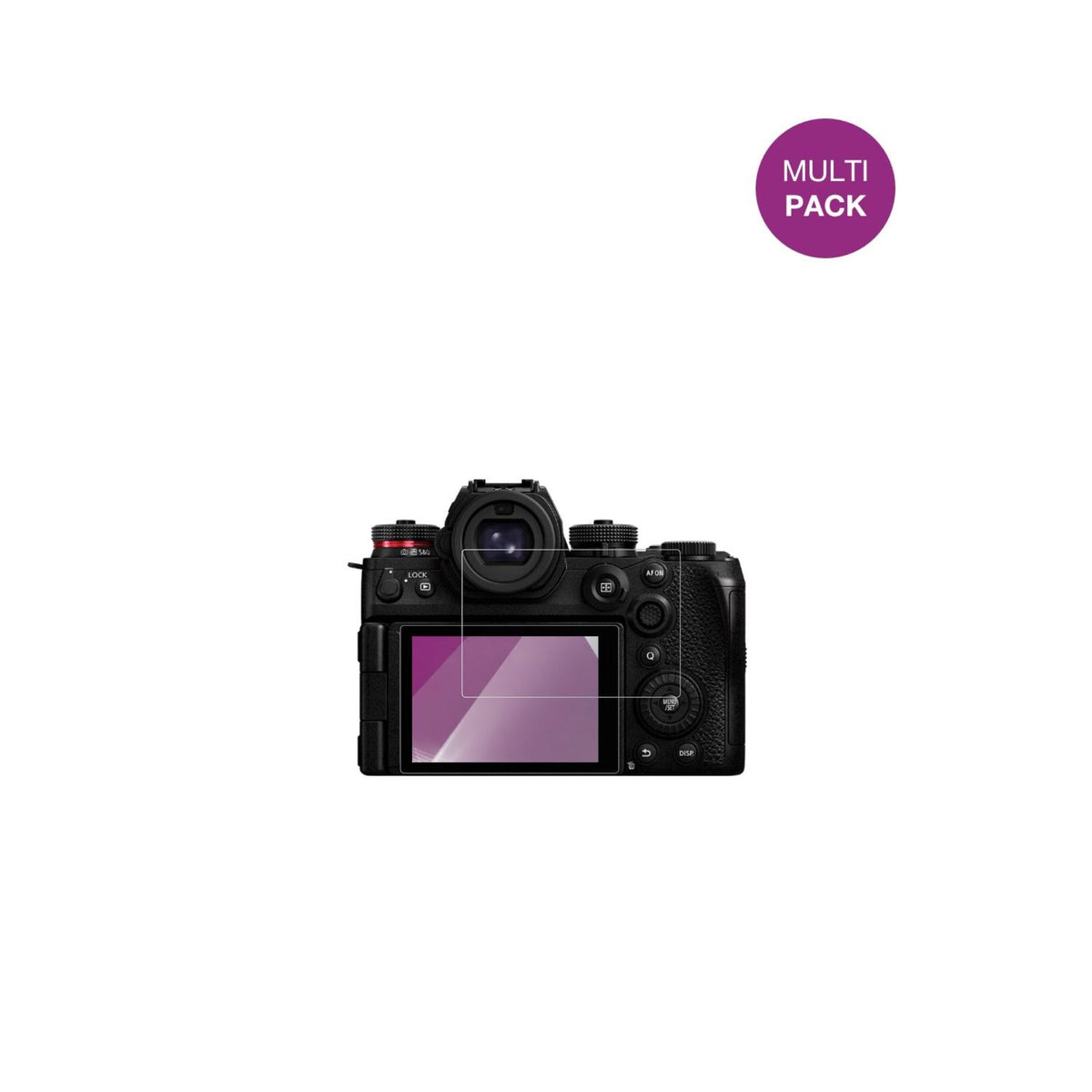 PanasonicLumix DC S1 R II mit aufgebrachter dipos Displayschutzfolie, glasklare Darstellung ohne Einschränkungen