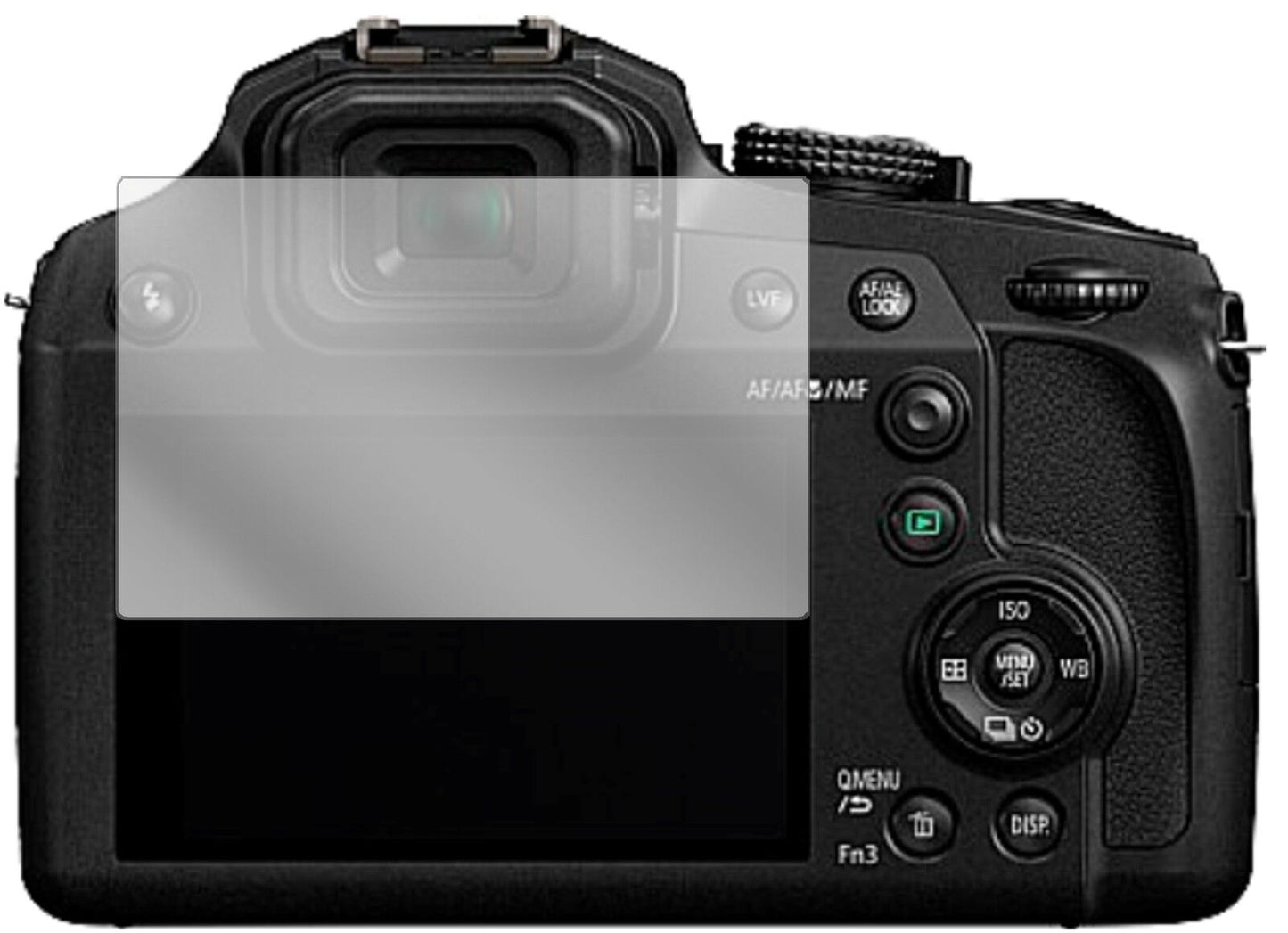 PanasonicLumix DMC-FZ82 mit aufgebrachter dipos Displayschutzfolie, glasklare Darstellung ohne Einschränkungen