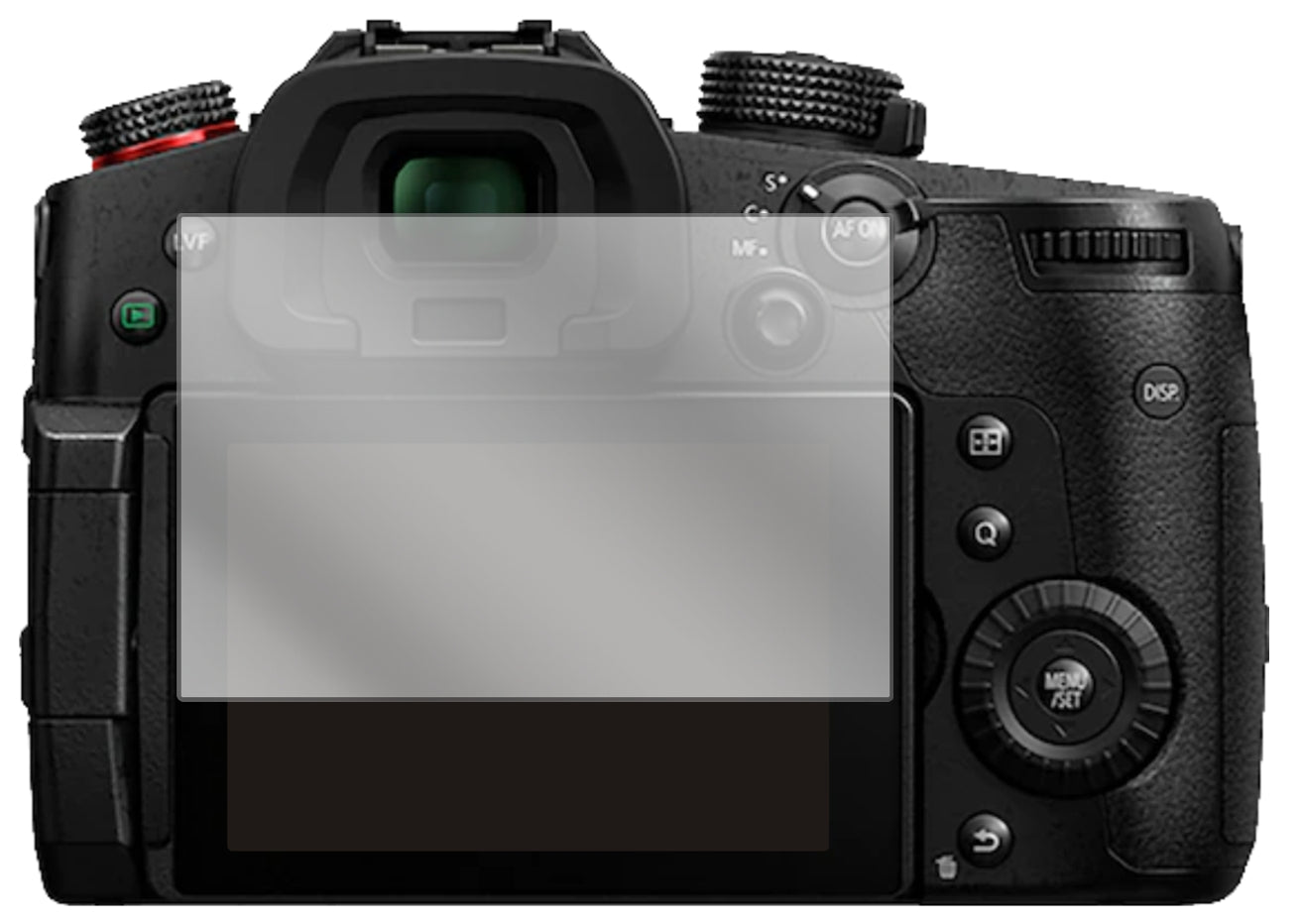 PanasonicLumix GH5 II mit aufgebrachter dipos Displayschutzfolie, glasklare Darstellung ohne Einschränkungen