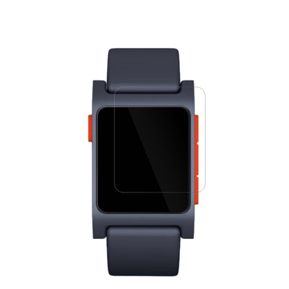 Pebble2 mit aufgebrachter dipos Displayschutzfolie, glasklare Darstellung ohne Einschränkungen