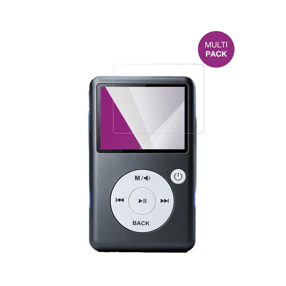 PlayerPure5X MP3-Player mit aufgebrachter dipos Displayschutzfolie, glasklare Darstellung ohne Einschränkungen