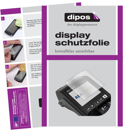 REA CARDT8 pro Terminal mit aufgebrachter dipos Displayschutzfolie, glasklare Darstellung ohne Einschränkungen