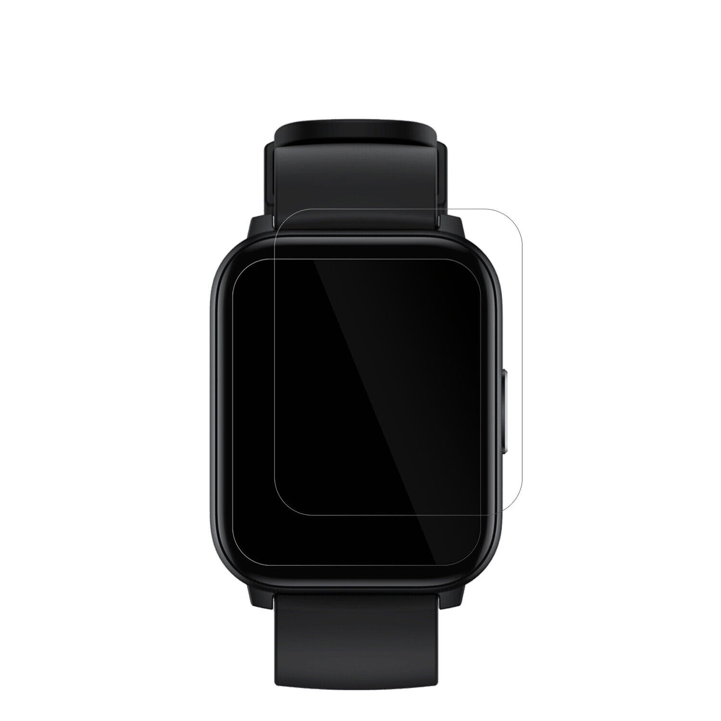 RealmeWatch S100 mit aufgebrachter dipos Displayschutzfolie, glasklare Darstellung ohne Einschränkungen