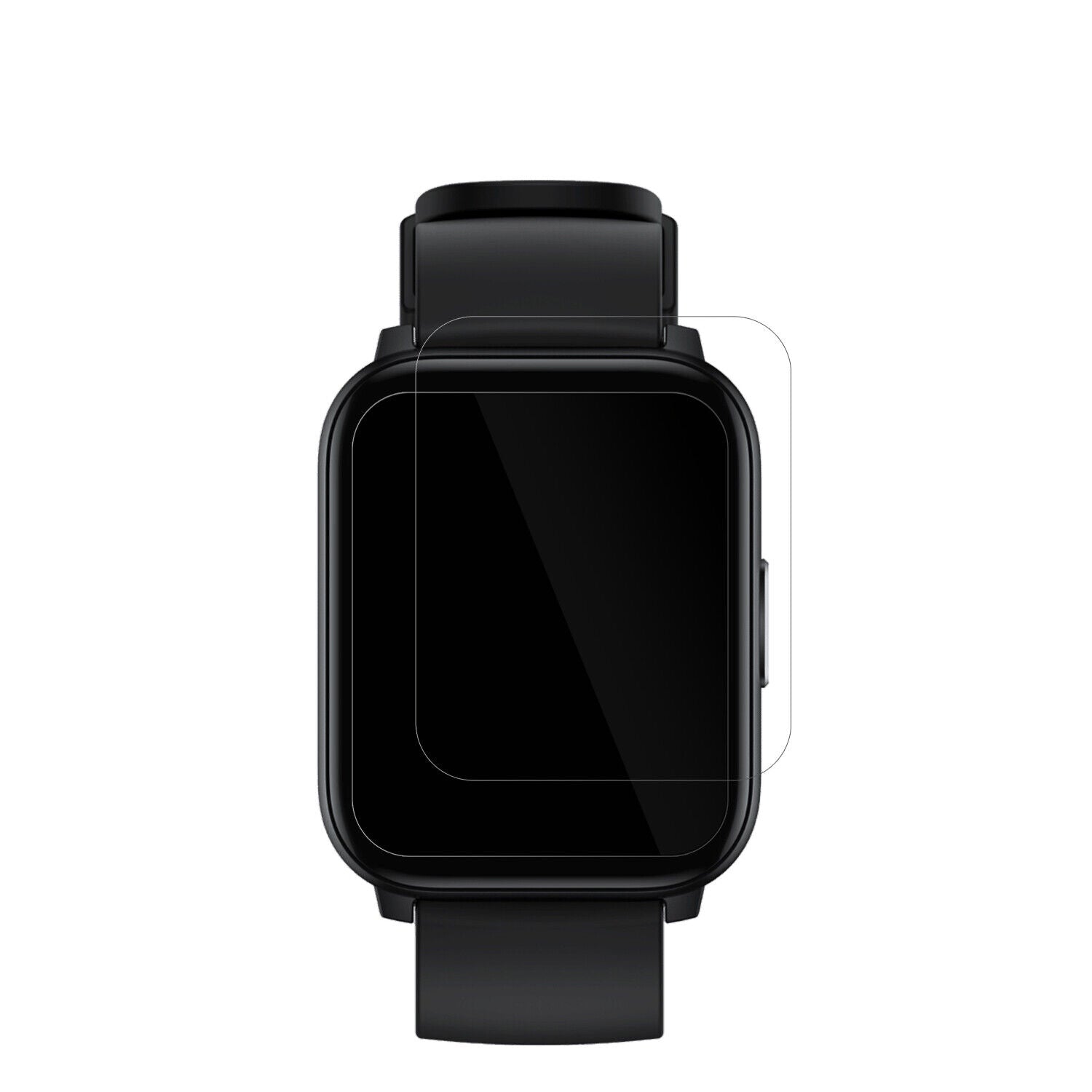RealmeWatch S100 mit aufgebrachter dipos Displayschutzfolie, glasklare Darstellung ohne Einschränkungen
