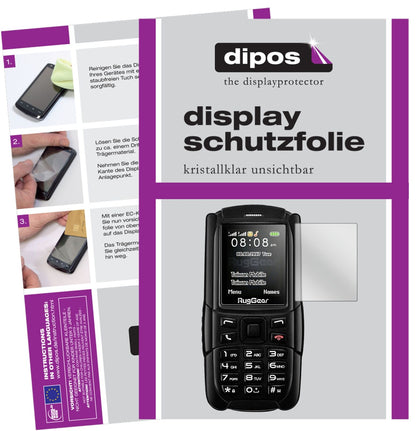 RugGearRG129 mit aufgebrachter dipos Displayschutzfolie, glasklare Darstellung ohne Einschränkungen