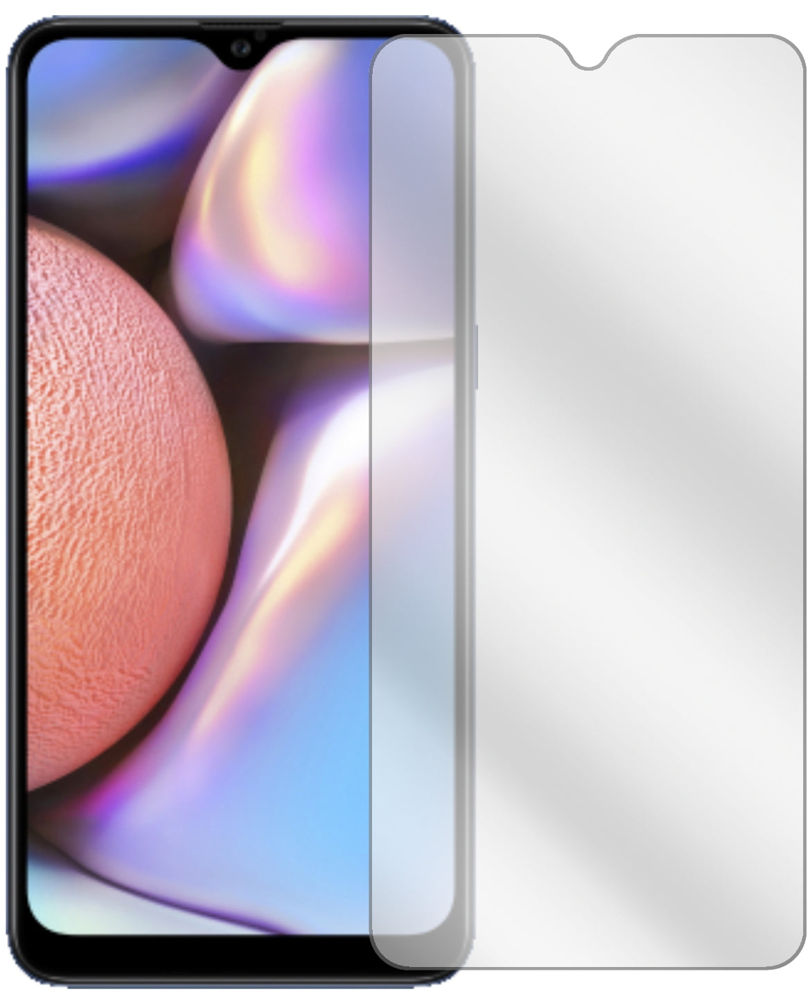SamsungGalaxy A10s mit aufgebrachter dipos Displayschutzfolie, glasklare Darstellung ohne Einschränkungen