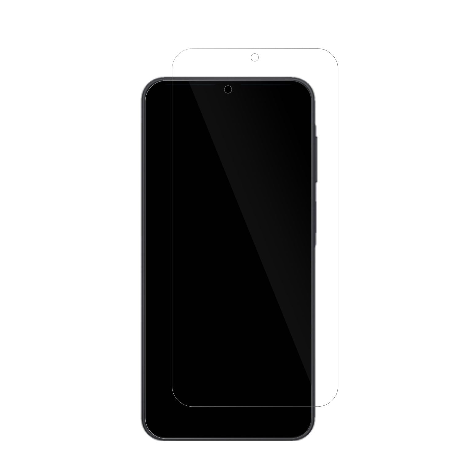 SamsungGalaxy A17 mit aufgebrachter dipos Displayschutzfolie, glasklare Darstellung ohne Einschränkungen