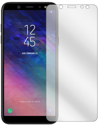 SamsungGalaxy A6 Plus (2018) mit aufgebrachter dipos Displayschutzfolie, glasklare Darstellung ohne Einschränkungen