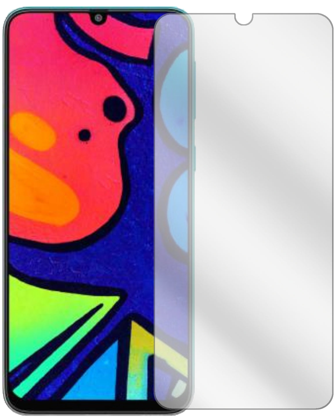 SamsungGalaxy F41 mit aufgebrachter dipos Displayschutzfolie, glasklare Darstellung ohne Einschränkungen