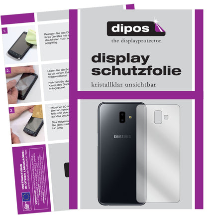 SamsungGalaxy J6 Plus (2018) Rückseite mit aufgebrachter dipos Displayschutzfolie, glasklare Darstellung ohne Einschränkungen