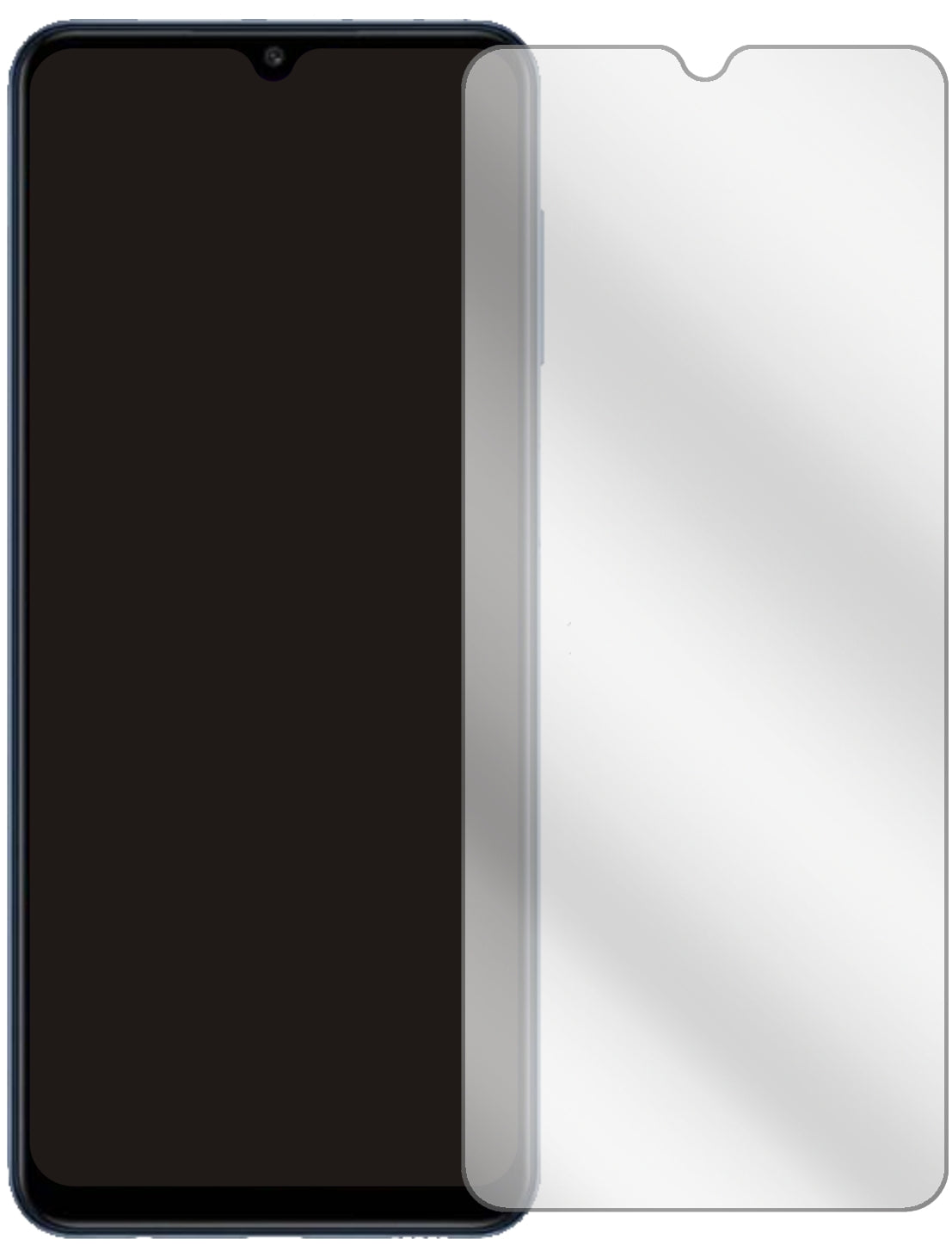 SamsungGalaxy M12 mit aufgebrachter dipos Displayschutzfolie, glasklare Darstellung ohne Einschränkungen