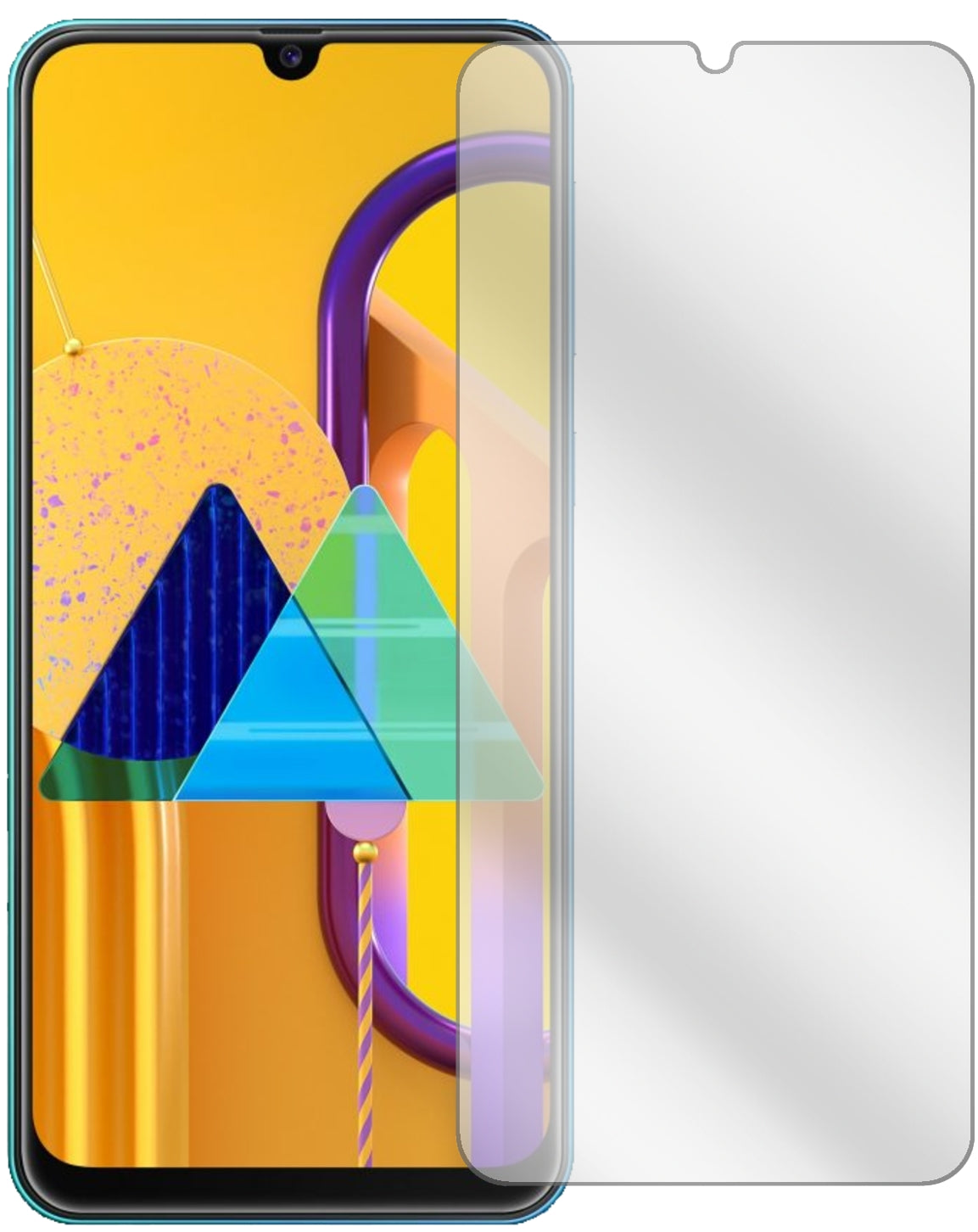 SamsungGalaxy M31s mit aufgebrachter dipos Displayschutzfolie, glasklare Darstellung ohne Einschränkungen