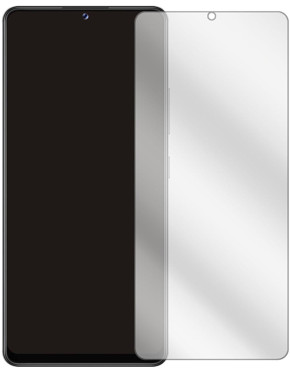 SamsungGalaxy M42 5G mit aufgebrachter dipos Displayschutzfolie, glasklare Darstellung ohne Einschränkungen