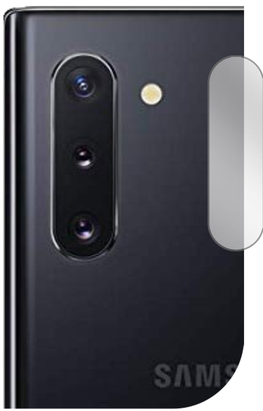 SamsungGalaxy Note 10 Kameralinse mit aufgebrachter dipos Displayschutzfolie, glasklare Darstellung ohne Einschränkungen