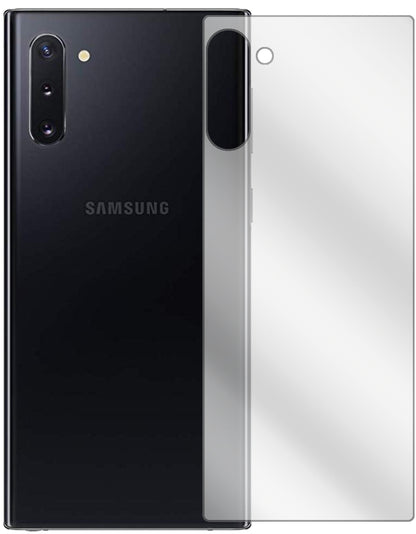 SamsungGalaxy Note 10 5G Rückseite mit aufgebrachter dipos Displayschutzfolie, glasklare Darstellung ohne Einschränkungen