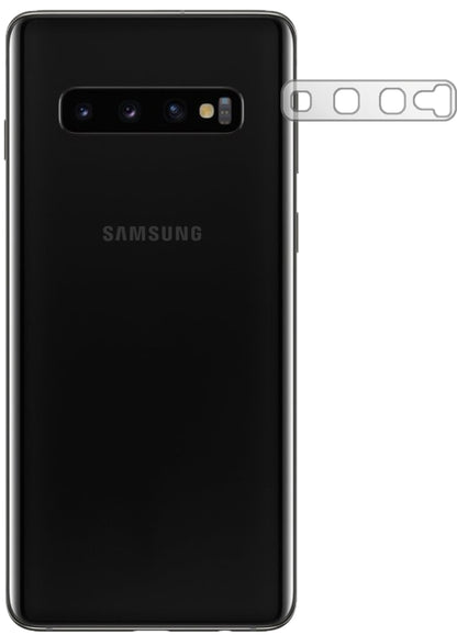 SamsungGalaxy S10 Plus Kameralinse mit aufgebrachter dipos Displayschutzfolie, glasklare Darstellung ohne Einschränkungen