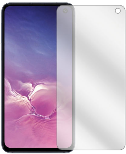 SamsungGalaxy S10e mit aufgebrachter dipos Displayschutzfolie, glasklare Darstellung ohne Einschränkungen
