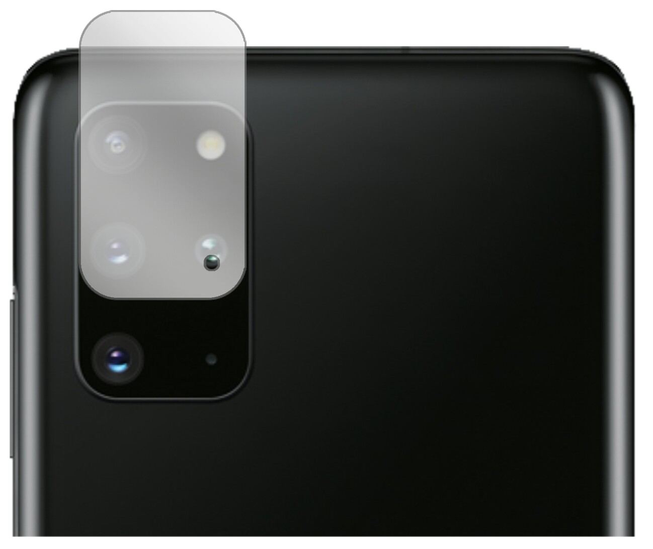 SamsungGalaxy S20 Kameralinse mit aufgebrachter dipos Displayschutzfolie, glasklare Darstellung ohne Einschränkungen