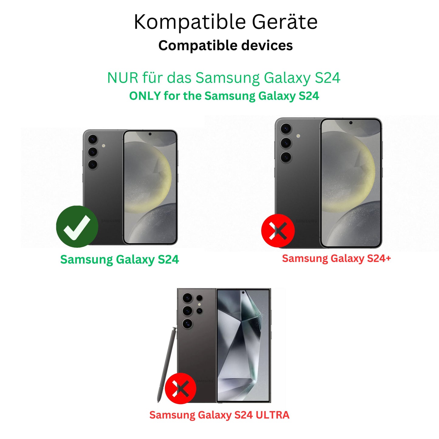 SamsungGalaxy S24 mit aufgebrachter dipos Panzerfolie, die lästige Fingerabdrücke minimiert