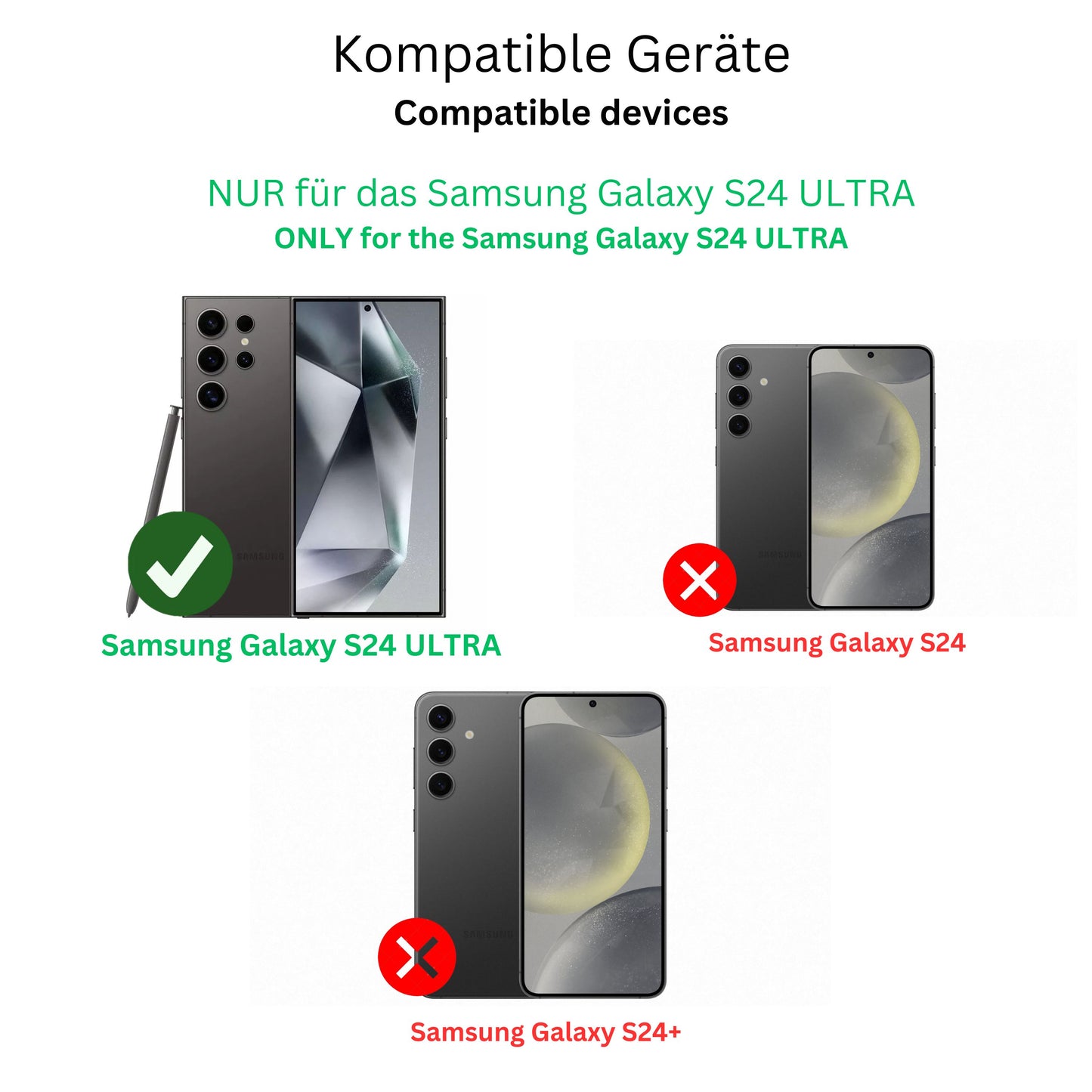 SamsungGalaxy S24 Ultra mit aufgebrachter dipos Displayschutzfolie, die lästige Fingerabdrücke minimiert