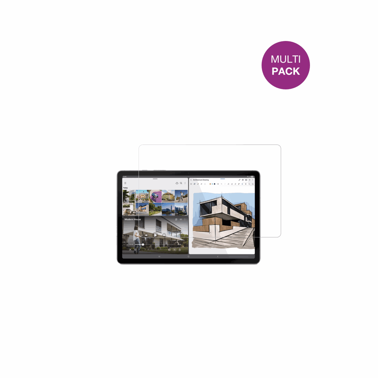 SamsungGalaxy Tab S10 Lite mit aufgebrachter dipos Displayschutzfolie, glasklare Darstellung ohne Einschränkungen