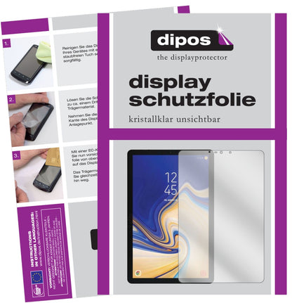 SamsungGalaxy Tab S4 mit aufgebrachter dipos Displayschutzfolie, glasklare Darstellung ohne Einschränkungen