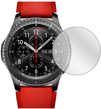 SamsungGear S3 mit aufgebrachter dipos Displayschutzfolie, glasklare Darstellung ohne Einschränkungen