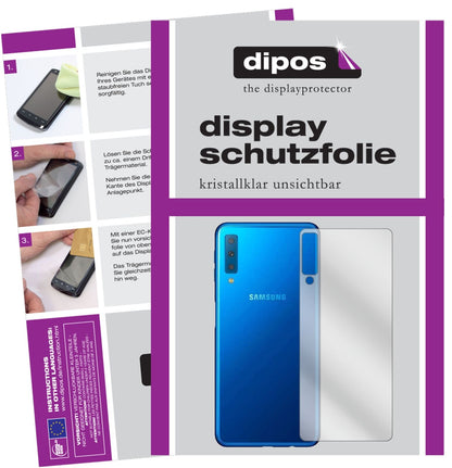 SamsungJ4 Core (2018) Rückseite mit aufgebrachter dipos Displayschutzfolie, glasklare Darstellung ohne Einschränkungen