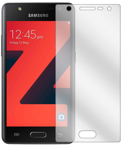 SamsungZ4 mit aufgebrachter dipos Displayschutzfolie, glasklare Darstellung ohne Einschränkungen