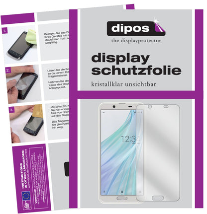 SharpAquos Sense2 mit aufgebrachter dipos Displayschutzfolie, glasklare Darstellung ohne Einschränkungen