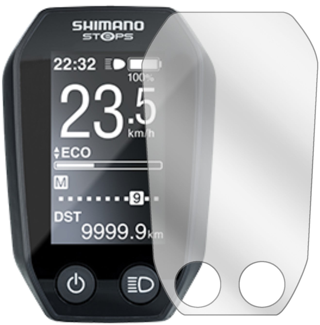 ShimanoSteps LCD SC-E6010 mit aufgebrachter dipos Displayschutzfolie, glasklare Darstellung ohne Einschränkungen