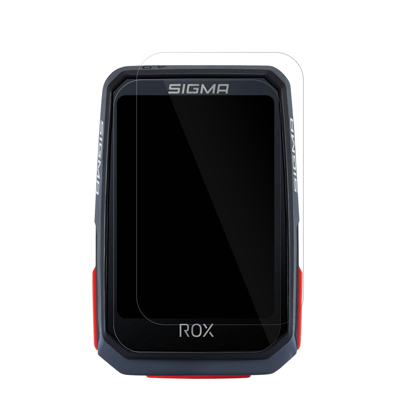 SIGMASport Rox 4.0 mit aufgebrachter dipos Displayschutzfolie, glasklare Darstellung ohne Einschränkungen