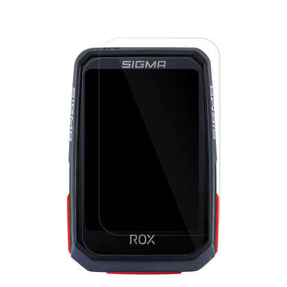 SIGMASport Rox 4.0 mit aufgebrachter dipos Displayschutzfolie, glasklare Darstellung ohne Einschränkungen