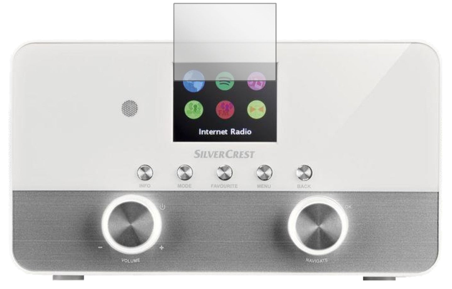 Silvercrest4 in 1 Stereo Internet Radio mit aufgebrachter dipos Displayschutzfolie, glasklare Darstellung ohne Einschränkungen