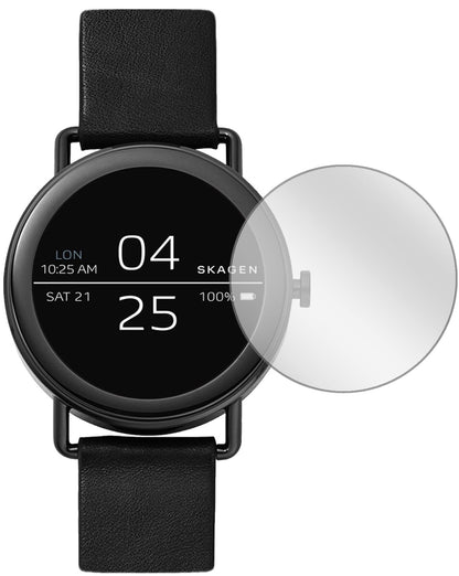 SkagenFalster mit aufgebrachter dipos Displayschutzfolie, glasklare Darstellung ohne Einschränkungen